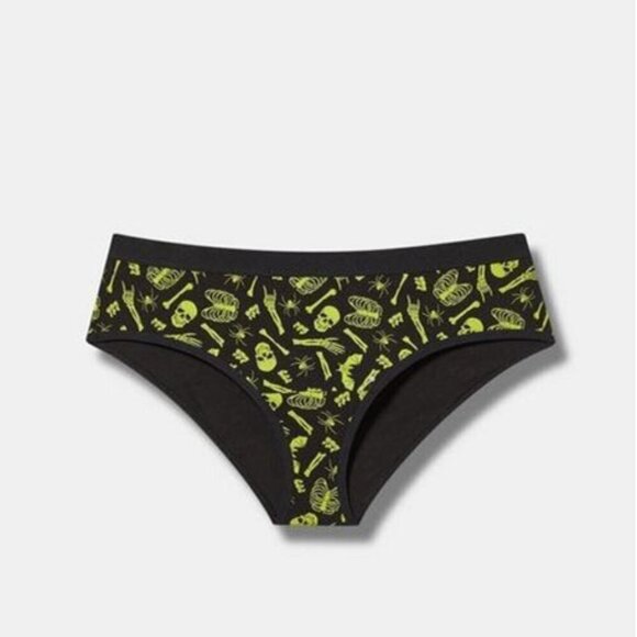 Torrid - Cotton Mid-Rise Hipster Panty in Skeleton Dance Black & Glow Yellow - Picture 9 of 9